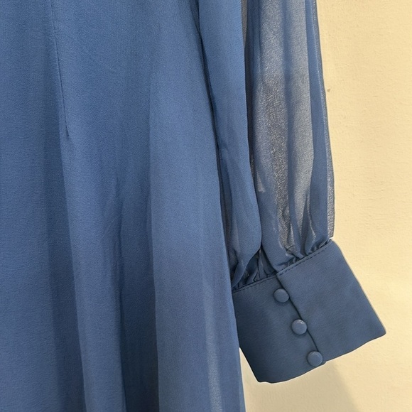 Lulus Stunning Behavior Dark Blue Square Neck Long Sleeve Maxi Dress large new - Picture 7 of 8